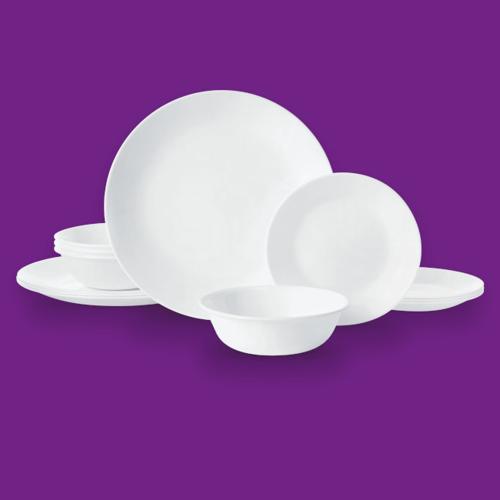 CorelleA Winter Frost White, 12 Piece, Dinnerware Set