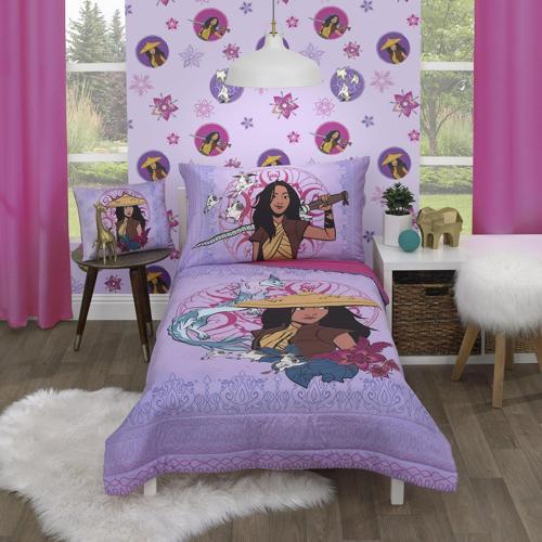 Disney Toddler Raya Mystic Pop Polyester Bedding Sets, Crib/Toddler Bed, Purple, 4-Pieces