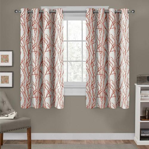 Exclusive Home Curtains Branches Linen Blend Grommet Top Curtain Panel Pair, 54&#215;63, Mecca Orange