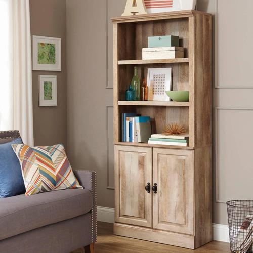Better Homes and Gardens 71 Crossmill 3 Shelf Bookcase with Doors, Weathered Wood