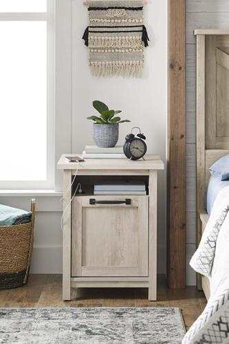 Better Homes and Gardens Modern Farmhouse USB Nightstand, Rustic White