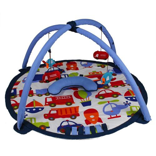 Bacati - Transportation Boys Activity Gym and Playmat, Blue/Mutlicolor with Toys