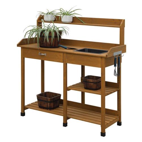 Convenience Concepts Light Oak Fir and Wood Potting Bench