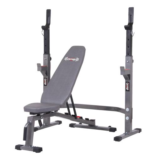 Body Champ PRO3900 2-Piece Olympic Weight Bench and Rack Set, 43 Wide, Max. Weight 300 lbs.