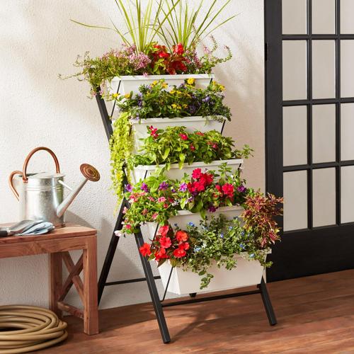 Better Homes and Gardens Metal Herbs Growing Planter,White,Black Stand