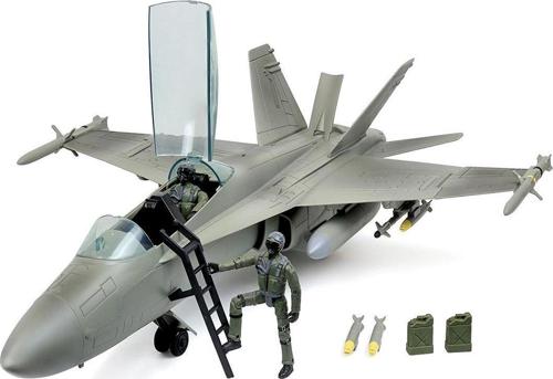 Click Na Play Military Air Force F/A 18 Super Hornet Fighter Jet, 16 Piece Play Set With Accessories