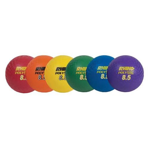 Champion Sports Rhino Poly Playball 8.5 Playground Ball Set, 6 Balls, Standard Colors