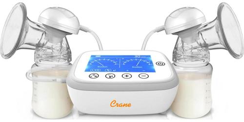 Crane USA Deluxe Double Electric Cordless Breast Pump, Portable, Closed System, Overflow Protection