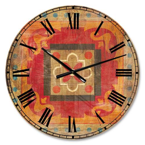 Designart 23*23 Orange Analog Round Bohemian Wall Clocks, CLM30872-C23