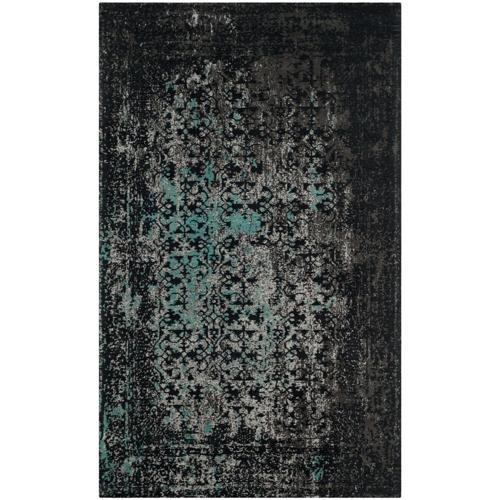 Classic Vintage Navy/Teal Large Rectangle Rug-Color:Navy/Teal,Shape:Medium Rectangle,Size:5'*8'