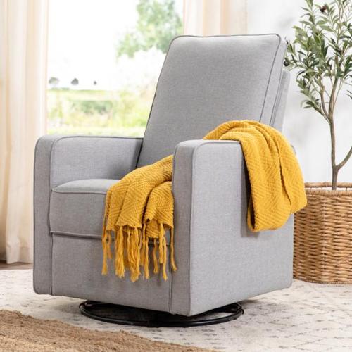 DaVinci Casey Pillowback Swivel Glider Chair in Misty Gray