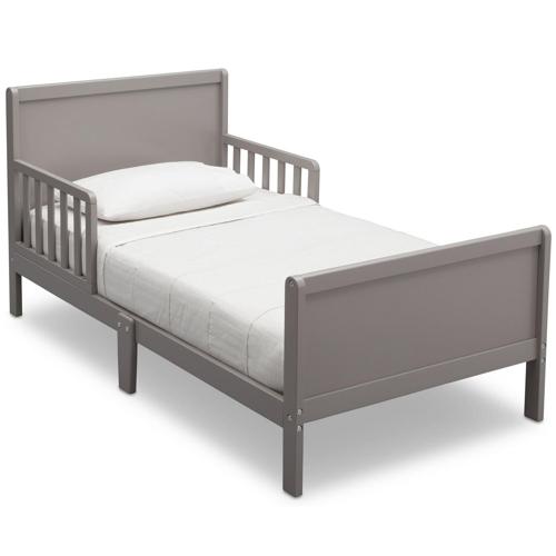 Delta Children Epic Wood Toddler Bed with Attached Guardrails, Grey