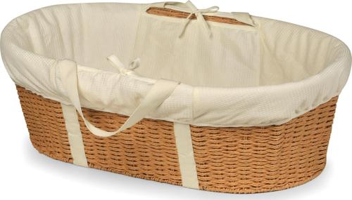 Badger Basket Wicker-Look Woven Baby Moses Basket with Bedding, Natural