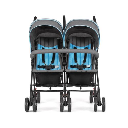Dream On Me Volgo Twin Umbrella Stroller, Blue and Dark Grey