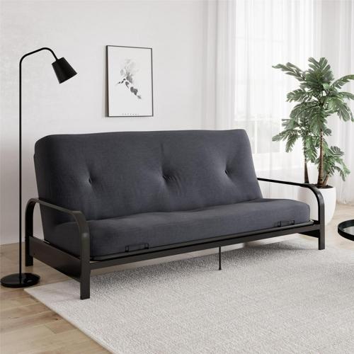 DHP Caden 6 Inch Thermobonded High Density Polyester Fill Futon Mattress, Full, Black