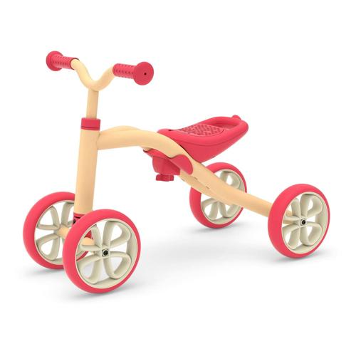 Chillafish Quadie 4-wheel grow-with-me ride-on with adjustable seat height, for boys and girls 1-3 year, silent non-marking wheels, peach
