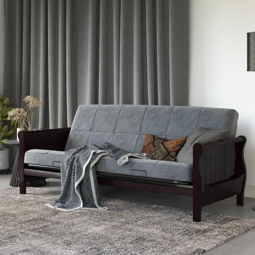 DHP Cora 6 Inch Quilted Thermobonded High Density Polyester Fill Futon Mattress, Full Size, Gray