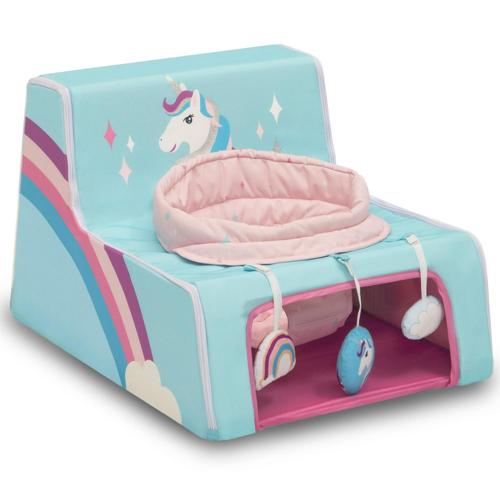 Delta Children Sit N Play Portable Activity Seat for Babies - Floor Seat for Infants, Blue Unicorn