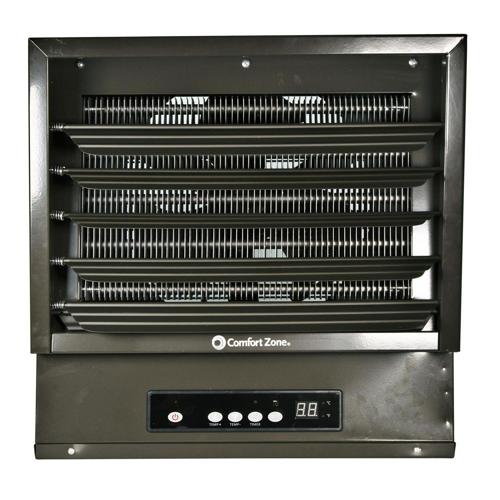 Comfort Zone 10,000-Watt, 240v Hard-Wired Digital Fan-Forced Ceiling Mount Heater with Full-Function Remote, Overheat Protection, Digital Thermostat, and 12-Hour Timer, Grey