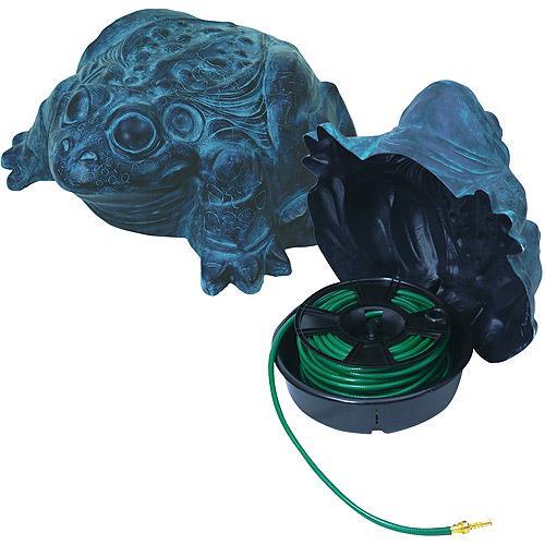 Emsco Group 1563-1 DARWOOD Frog Hose Hider with Hose Reel - Holds 100 Foot Garden Hose, Patina