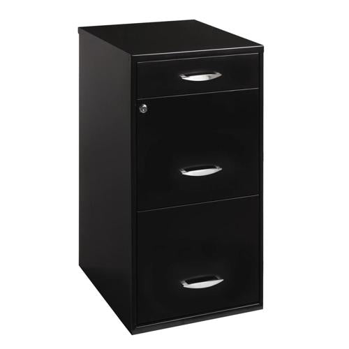 Cabinet 18 W, 3-Drawer Organizer File, Black