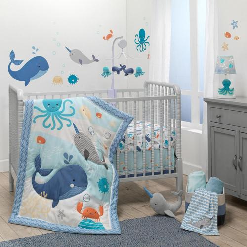 Bedtime Originals Whales Tales 3-Piece Blue Ocean/Nautical Baby Crib Bedding Set