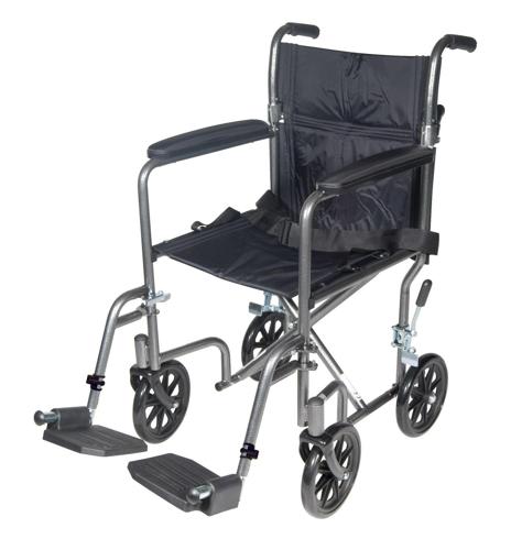 Drive Medical Lightweight Steel Transport Wheelchair, Fixed Full Arms, 17 Seat