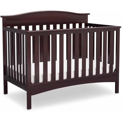 Delta Children Baker 4-in-1 Convertible Crib, Greenguard Gold Certified, Dark Chocolate