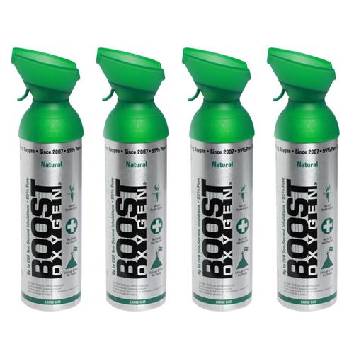 Boost Oxygen Natural Portable 10 Liter Pure Canned Oxygen Canister (4 Pack)
