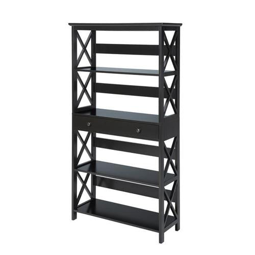 Convenience Concepts 203051BL Oxford 5 Tier Bookcase with Drawer, Black