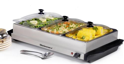 Elite Platinum 3 x 2.5 Qt. Stainless Steel Electric Buffet Server