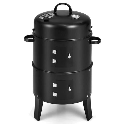Costway3-in-1 Vertical Charcoal Smoker Portable BBQ Smoker Grill with Detachable 2 Layer