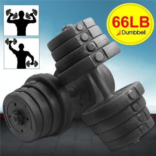 Easyfashion 66 Lbs. Weight Dumbbell Set Adjustable Cap Gym, Home Barbell Plates Body Workout