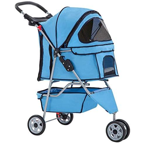 Bestpet Pet Stroller for Medium and Small Dogs, Foldable, 3 Wheels, Waterproof, Blue