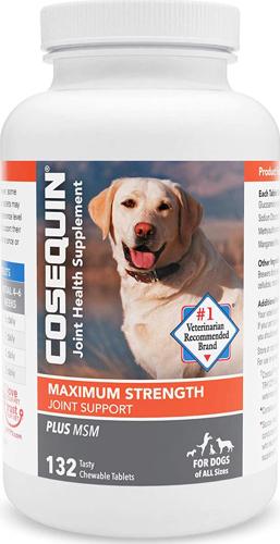 COSEQUIN Maximum Strength Joint Supplement Plus MSM - with Glucosamine and Chondroitin - for Dogs of All Sizes