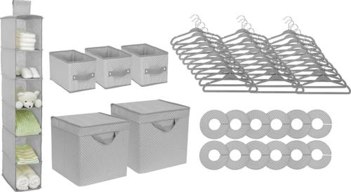 Delta Children Nursery Storage 48 Piece Set - Easy Organization Solution, Dove Grey