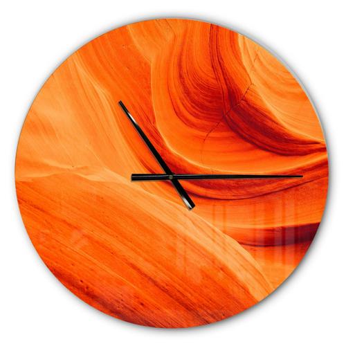 Designart 'Orange Upper Antelope Canyon' Metal Wall Clock
