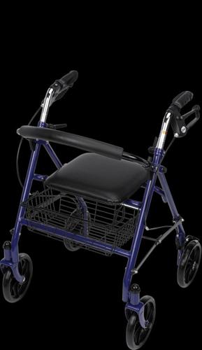 Drive Medical Four Wheel Rollator Rolling Walker with Fold Up Removable Back Support, Blue