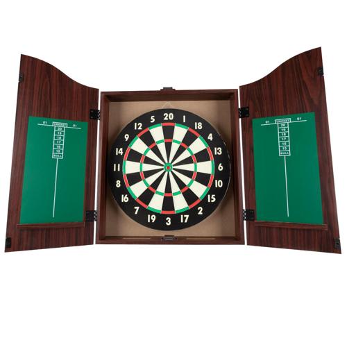 Dart Board Cabinet Set - Steel-Tip Dart Board Adult Game Bar Set for Room Decor, Man Caves, and Backyard Games - by Trademark Games