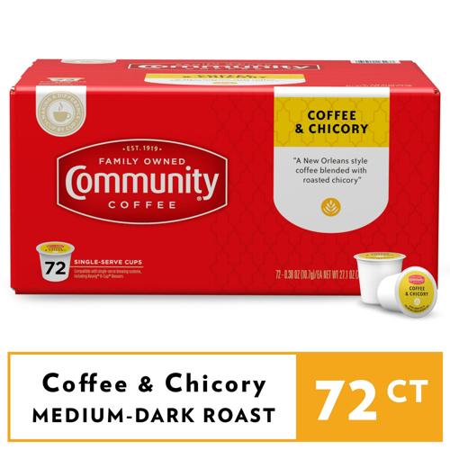 Community Coffee Coffee and Chicory Pods for Keurig K-cups 72 Count