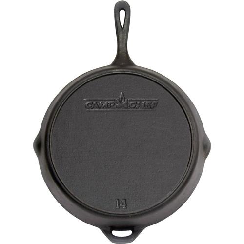 Camp Chef Cast Iron Skillet 14-Inch - SK14, End Grab Handle, Dual Pour Spouts