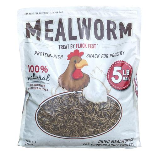 Buffalo Outdoor Dried Mealworms for Chickens, Wild Birds, Ducks, and Small Pets, 5 lbs Bag