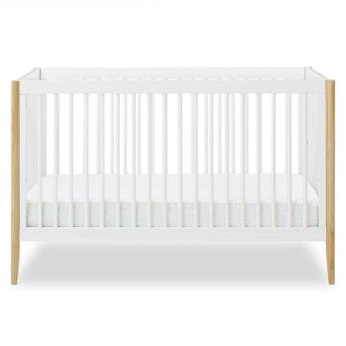 Delta Children Casey 6-in-1 Convertible Crib, Greenguard Gold Certified, Bianca White/Natural