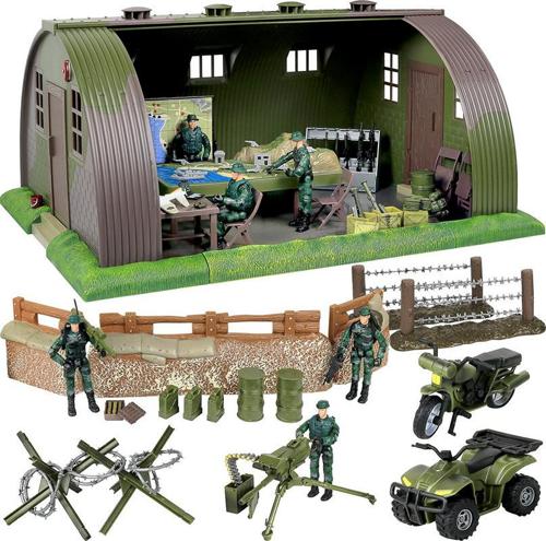 Click Na Play Mega Military Army Base Barrack Command Center Play Set With Accessories, 74 Pieces